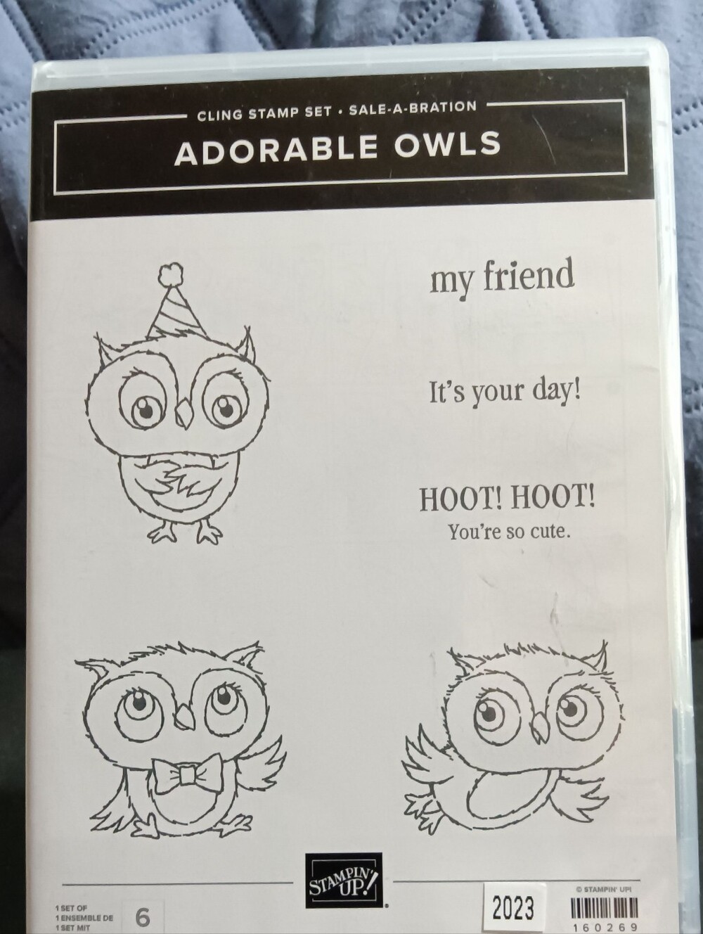 Stampin' Up! Adorable Owls Cling Stamp Set - Black & White